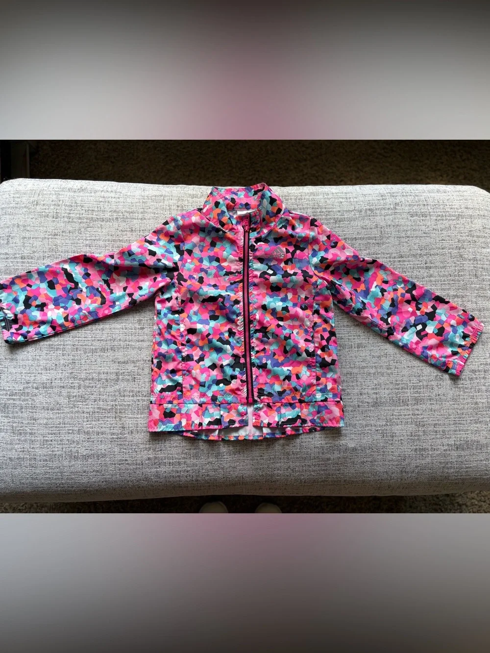 adidas Girls' Pink Multi Print Swim Jacket